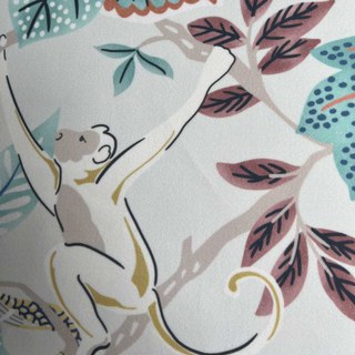 Courroie de velours floral vert pastel au singe et au perroquet 2