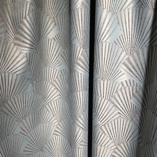 Orientaux éventails Art de luxe déco Jacquard motif canard rideau d'oeuf bleu 5