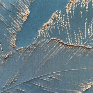 Paradise Luxury 3D Jacquard feuilles tropicales Rideau bleu d'oeuf de canard avec des détails dorés