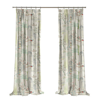 Jardin Persique Gris Dome Floral Velvet Rideau 4
