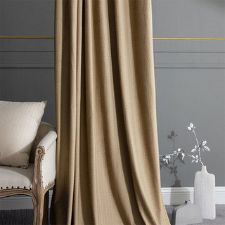 Scandinave Basketweave Texturé Mocha Light Brown Velvet Blackout Rideaux 3