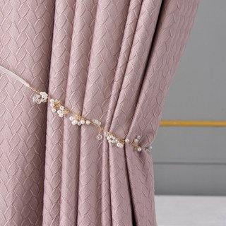 Rideaux occultants en velours rose texturé tissé scandinave 4