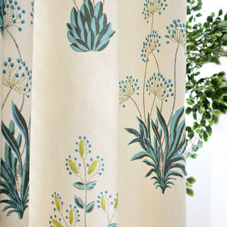 Springfield Turquoise et Green Print Rideaux Floraux