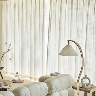 Coton tricoté tissé mélange de panierweave motif blanc lourd voile rideau 4