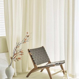 Coton tricoté tissé mélange de panierweave motif blanc lourd voile rideau 3