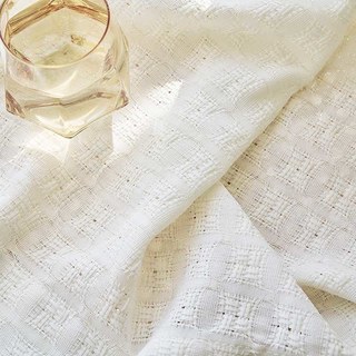 Coton tricoté tissé mélange de panierweave motif blanc lourd voile rideau 2