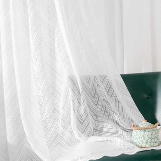 Chevron Blanc d'Ivoire Rideau de filet de dentelle scintillant avec bord incliné 6