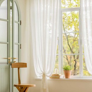 Feuilles de Ginkgo Jacquard Blanc Ivoire Floral Voile Rideau 8