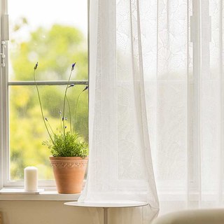 Feuilles de Ginkgo Jacquard Blanc Ivoire Floral Voile Rideau 6