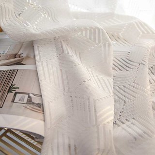 Forme vers le haut Rideau de filet de dentelle blanc d'ivoire 7