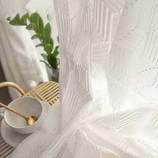Forme vers le haut Rideau de filet de dentelle blanc d'ivoire 2