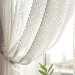 Forme vers le haut Rideau de filet de dentelle blanc d'ivoire 1