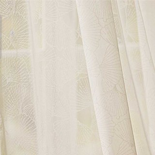 Feuilles de Ginkgo Jacquard Blanc Ivoire Floral Voile Rideau 4