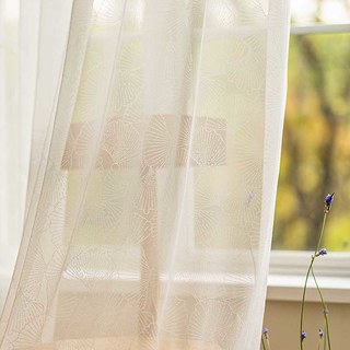 Feuilles de Ginkgo Jacquard Blanc Ivoire Floral Voile Rideau 2