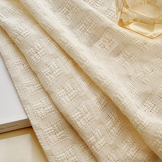 Coton tricoté tissé mélange Basketweave crème à motifs semi-sheer Voile Rideau 2
