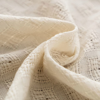 Coton tricoté tissé mélange Basketweave crème à motifs semi-sheer Voile Rideau 4