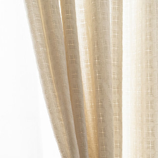 Coton tricoté tissé mélange Basketweave crème à motifs semi-sheer Voile Rideau 3