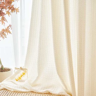 Coton tissé Blend Waffle modèle blanc lourd rideau de voile 4