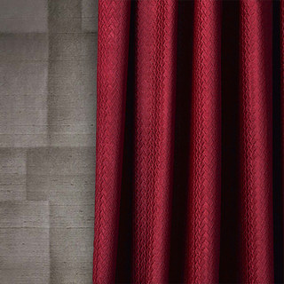 Scandinave Basketweave Rose texturée Rouge Velours Blackout Rideaux 2
