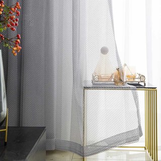 Rideau du filet gris clair de la grille diamantée 2