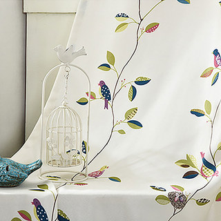Mysty Meadow Floral et Bird Print Rideau double face 4
