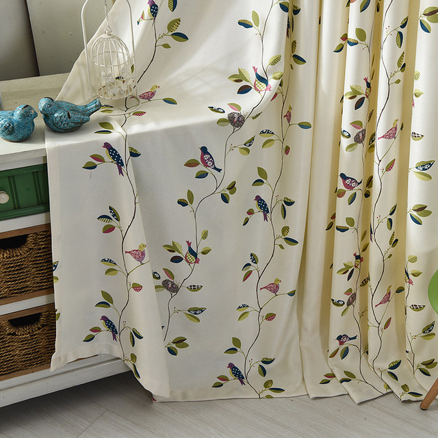 Mysty Meadow Floral et Bird Print Rideau double face 1