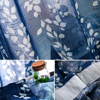 Pascal Navy Bleu Imprimé de la vigne Rideau Semi Sheer Voile 4