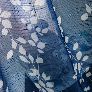 Pascal Navy Bleu Imprimé de la vigne Rideau Semi Sheer Voile 2
