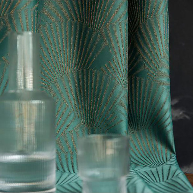 Eventails Orientaux Art de luxe Deco Jacquard Rideau vert à motifs 1