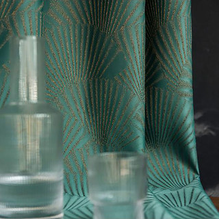 Eventails Orientaux Art de luxe Deco Jacquard Rideau vert à motifs 1
