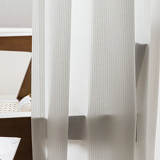 Miroir de grille à carreaux blanc ivoire japonais Rideau voilé 1