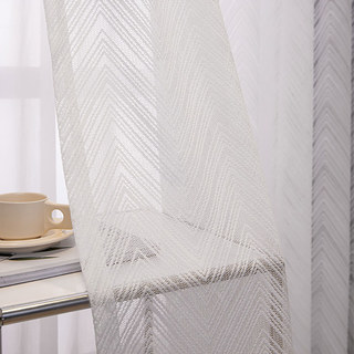 Chevron Blanc d'Ivoire Rideau de filet de dentelle scintillant avec bord incliné 2