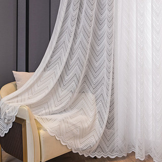 Chevron Blanc d'Ivoire Rideau de filet de dentelle scintillant avec bord incliné