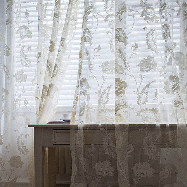 Eden Fleur Jacquard Crème Rideaux Voilages Lourds 1