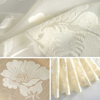 Eden Fleur Jacquard Crème Rideaux Voilages Lourds 5