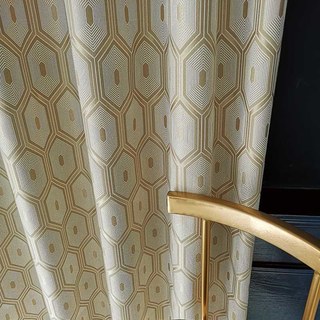 Hive Double Sided Hexagon Géométrique Crème Doré Rideau 4