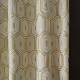 Hive Double Sided Hexagon Géométrique Crème Doré Rideau 2