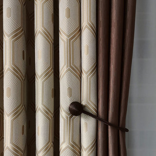 Hive Double Sided Hexagon Géométrique Crème Doré Rideau 3