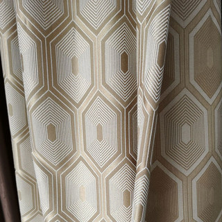 Hive Double Sided Hexagon Géométrique Crème Doré Rideau 1