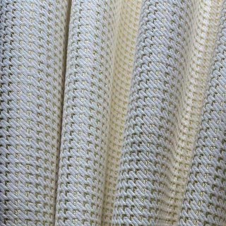 Luxury Jacquard Houndstooth Ivory White and Gold Glitter Rideau géométrique