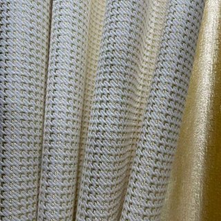 Luxury Jacquard Houndstooth Ivory White and Gold Glitter Rideau géométrique 3