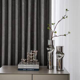 Eventails Orientaux Art de luxe Déco Jacquard Rideau gris à motifs 3