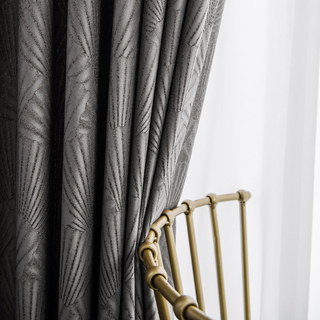 Eventails Orientaux Art de luxe Déco Jacquard Rideau gris à motifs 2