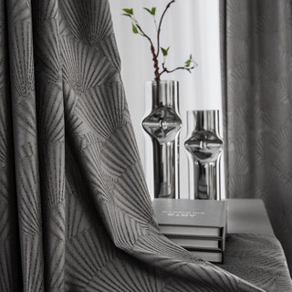 Eventails Orientaux Art de luxe Déco Jacquard Rideau gris à motifs 4