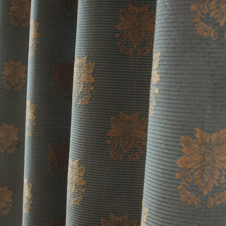 Saveur Luxe Jacquard Silk Double côté gris et doré rideau de damas 2