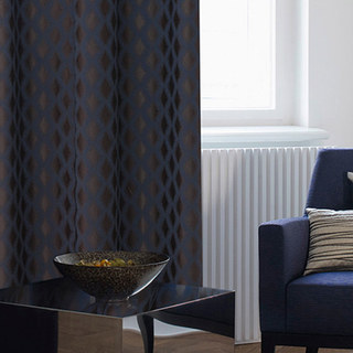 Diamant intemporel Jacquard Bleu & Brun Rideau géométrique