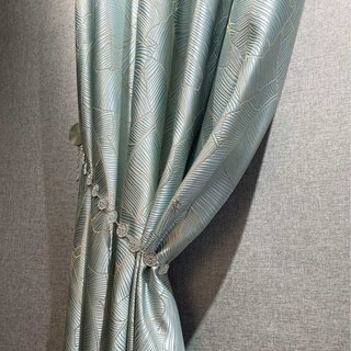 Feuilles de banane Rideau bleu d'oeuf de canard de luxe 3D Jacquard 3