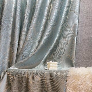 Feuilles de banane Rideau bleu d'oeuf de canard de luxe 3D Jacquard 5