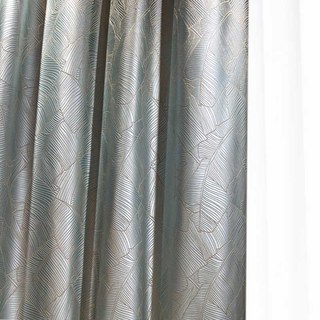 Feuilles de banane Rideau bleu d'oeuf de canard de luxe 3D Jacquard 2