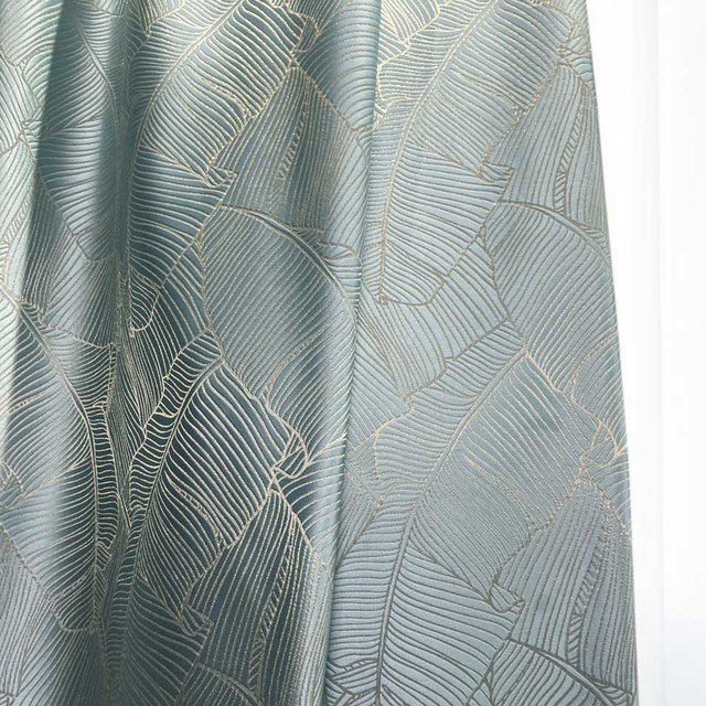 Feuilles de banane Rideau bleu d'oeuf de canard de luxe 3D Jacquard 1
